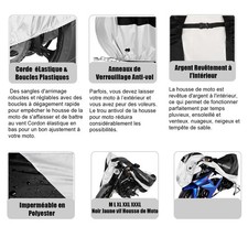 Motorradabdeckung wasserdicht 190T Polyester Schwarz Silber XL XXL XXXL