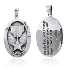 Militär Go Remember Rückkehr 925 Sterling Silber Anhänger Medaillon Schmuck