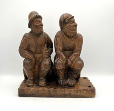 Antike Holzfigur Zwei Freunde