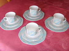 14tlg. Kaffeeservice Winterling Röslau geom.Dekor weiß-grau-hellblau eckig  80er