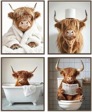 4er Highland Kuh Wandkunst