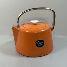 Emaille-Tekessel Groß 3L Original DDR 70er Vintage Orange Ungenutzt Kaffeekanne