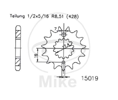 Ritzel zähne teilung 428 - 17,