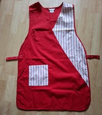 LEIBER ÜBERWURFSCHÜRZE SCHÜRZE KITTEL ROT WEIß DAMEN 42/48 PFLEGE KÜCHE