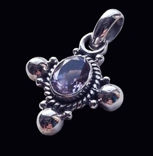 Silber Anhänger Amethyst Edelsteinanhänger Stein  925 er Sterling Silberschmuck