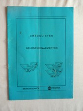 MERKUR ADP Serviceheft Checklisten Geldscheinakzeptor-Merkur Service-
