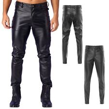 Herren Lederhose Stretch Herren Hosen PU-Leder Tanzhosen Kunstleder Slim Fit