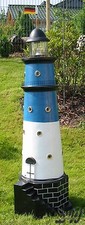 LEUCHTTURM BÜSUM SYLT 120 cm blau weiß DOPPELLICHT Garten Deko Figur NORDSEE