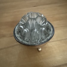 REIMS Ikebana Glas Blumensteckschale/Igel 19 Löcher in Silberschale, Vintage