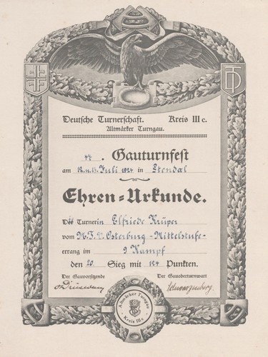Urkunde deutsche turnerschaft - deutsche,