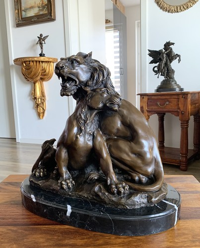 Bronzefigur löwen familie - bronzefigur,