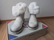 Traumhafte Fashion Boots, Stiefeletten in Weiß-Silber mit Fell, Gr. 41 