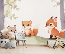 Fototapete Kinderzimmer Füchse Tiere Wald VLIES TAPETE XXL + KLEISTER 301