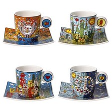 Goebel Pop Art James Rizzi 4er Set Espressotassen Porzellan