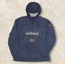Marineblaue Napapijri Rainforest 1/4-Reißverschluss-Sommerjacke mit Kapuze für Herren Größe Medium (M) L229
