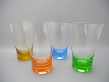 4 farbige Gläser Trinkgläser Vintage Mid Century