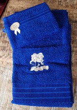 Exklusives Frottee Handtuch + Washhandschuh NEU Made in France Maritim Stickerei