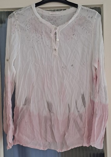 Bluse m weiß - gr., rosa