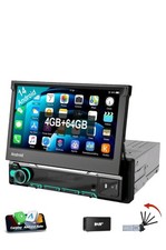 DAB+ 4+64G 1 DIN 7 Zoll Flip Out Android 14 Carplay Autoradio GPS WIFI FM BT AUX
