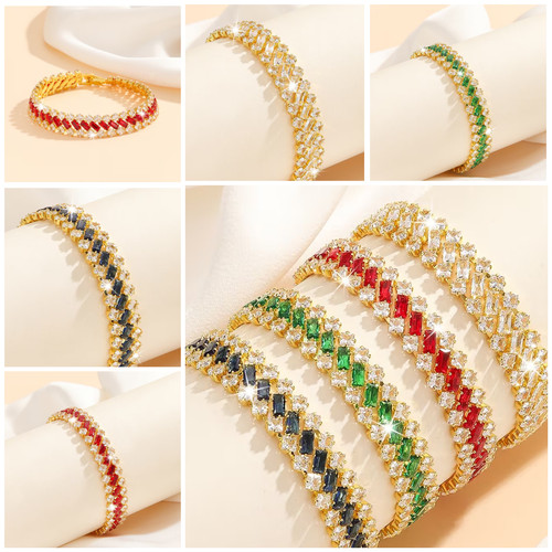 Zirkonia tennisarmband gold - zirkonia,