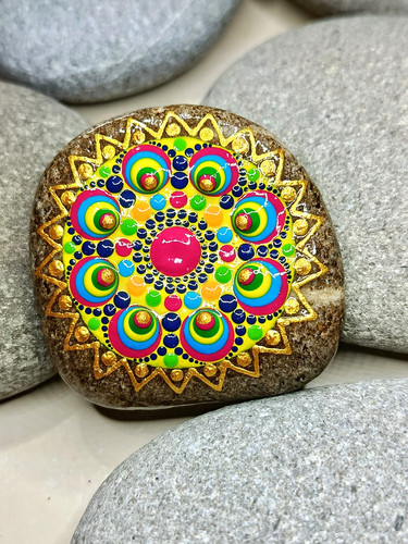Mandala stein bunt - mandala,