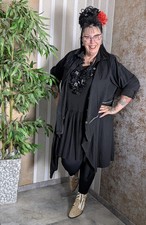 2 in 1 leichter Jeansmantel in Schwarz, umfunktionierbar zur Jeansjacke Einheits