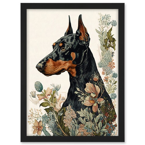 Dobermann hund wildblumen boho - hund,