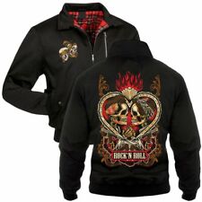 Herren Gefütterte Harrington Jacke Rockabella Rockabilly Rockn Roll Winter