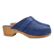 Holzschuhe Schwedisch Blau aus Wildleder Absatz 4,5 CM - Made IN Italy - GL123