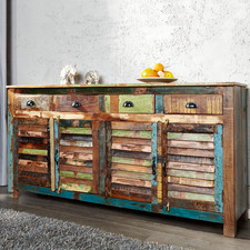 Massives Sideboard JAKARTA 160cm bunt recyceltes Massivholz Anrichte Kommode