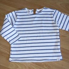 Zara Pulli Gr. 80 Weiß blau Feinstrick dünn Pullover gestreift Baby junge