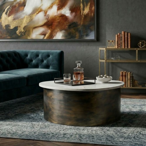 Couchtisch gold 63cm marmor - couchtisch,
