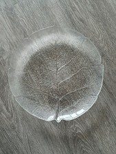 Glasschale Obstteller 1 Stück Topzustand Blattmotiv Klar 23,5 cm x 2,5 cm 