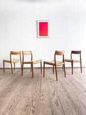 4 Dänische Mid Century Teak Stühle, Danish Design Niels Møller #77, J.L. Mollers