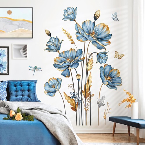 Wandsticker blumen blau - blumen,