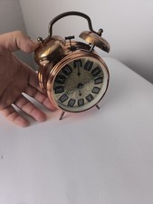 Metall Tisch-Uhr Wecker Glockenwecker, Schwarz Golden, Analog Retro