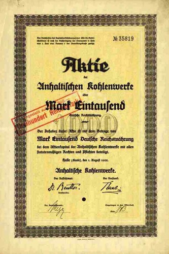Anhaltische kohlenwerke 1922 - anhaltische,