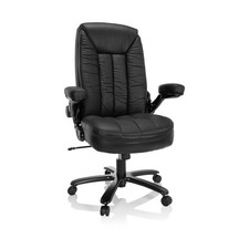 hjh OFFICE Instructor II Drehstuhl Bürostuhl XXL Echtleder schwarz Chefsessel