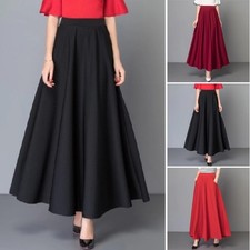 Rock Übergröße A-Linie Plissee lang Swing ausgestellt lose Tasche einfarbig R