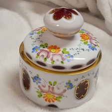 Deckeldose, Zuckertopf, Überfangglas rot weiß edel   böhmisch?