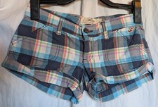 Hollister Shorts Hot Pants Socal Strech Kariert Bunt Baumwollmischung Gr. W24