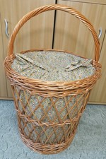 DDR Wäschekorb ca. 40x44 cm, Weide geflochten mit Henkel & Stoffeinlage