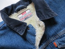 Levi's Jeans Jacke Jeansjacke Gr. S, Orange Tab Fell Gefüttert mit Cord Kragen !