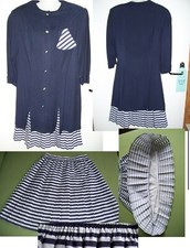 C&A Kostüm Jacke Marine Matrosen Style Faltenrock Blau Weiß gestreift Gr.38