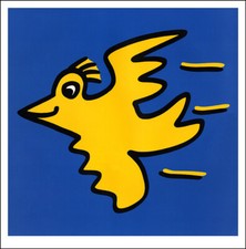 Flying Bird Fliegender Vogel Gelb Blau PopArt Kunstdruck Poster Plakat Rizzi 37