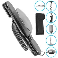 Camping Besteck Set Outdoor mit Tasche Reisebesteck Campinggeschirr Edelstahl