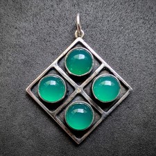 Vintage Anhänger Georg Kramer 835 Silber Chrysopras alt Midcentury