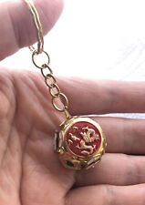 Vintage chinesischer Emaille Messing Cloisonne Glücksdrache Schlüsselanhänger Glocke Anhänger orn