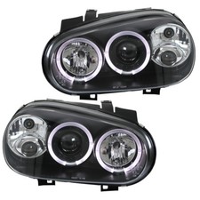 Scheinwerfer Angel Eyes für VW Golf 4 IV Bj. 1997-2003 Schwarz mit NSW