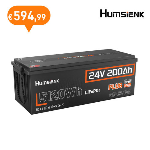 Humsienk 24v 200ah lifepo4 - 200ah,